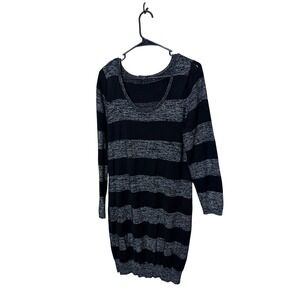 Rebel Wilson for Torrid Black Silver Metallic Striped Sweater Dress Plus Size 2